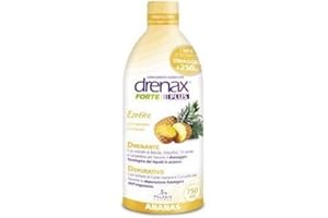 DRENAX FORTE ANANAS PLUS - Gusto Ananas - 750 ml per confezione - Integratore drenante depurativo con linfa di Betulla - Bottiglia 02682