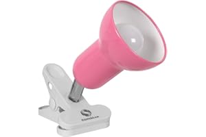 RONG&LAN 360° Rotating Clip Book Light - Portable Reading Lamp, Seven Colors, Clip for Desk/Table/Double Bed/Cabinet (Pink)