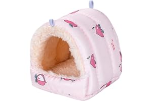 Koomiao Lit Suspendu Hamac Hamster Peluche de Coton Cage Suspendue Chaude d'hiver pour Hamsters, Chinchillas,Cobayes, Lapins (S-10x10cm, Rose)