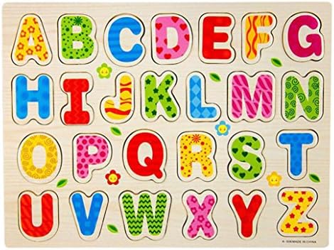 WINWINTOM 26Pcs Wood Alphabet English Letters Jigsaw Educational Toy