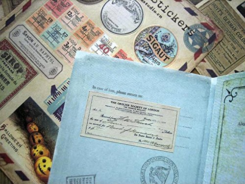 YPSelected Conjunto de 10 hojas de pegatinas Vintage Deco pegatinas de papel de la etiqueta engomada de Scrapbooking