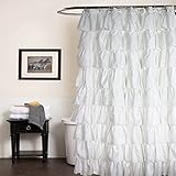 Landhausstil einfarbig Duschvorhänge wasserdicht Polyester weiß Spitzenvorhänge Dressing Prinzessin Badezimmervorhang 180x180 cm