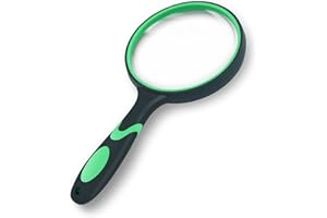 Skaaisont 10X Lupe Leselupe 100mm Vergrößerungsglas Handlupe Lupe Kinder für Lesen von Büchern, Zeitungen Beobachten von Insekten Wissenschaftliche Experimente Rutschfestes Silikon Grün