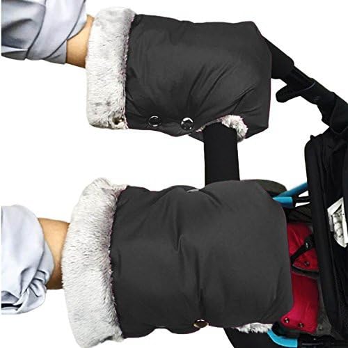 Baby Stroller Gloves,Fushop Waterproof Handlebar Gloves for Parents and Caregivers ,Anti-Freezing Pushchair Pram Hand Muffs,Windproof Cover Warm Muff Against Wind/Water/Snow, Hand Warmer Gloves(Black)