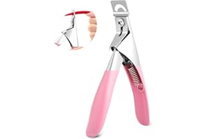 ALIIP Cortaúñas Postizas de Acero Inoxidable, Cortador de Uñas Profesional, Cortaúñas Cápsulas, Corta Uñas, Corta Tips para Uñas Postizas y Uñas de Gel, Fácil Recorte (Rosa-1 Pieza)