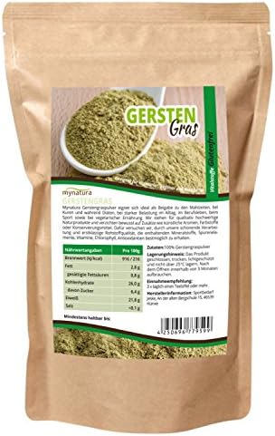Mynatura Pure Barley Grass Powder | Vital Content | Barley Powder 100% Vegan | 100% Gluten Free | No Additives | Suitable for Vegetarians, Vegans and Rohköstler 1000g