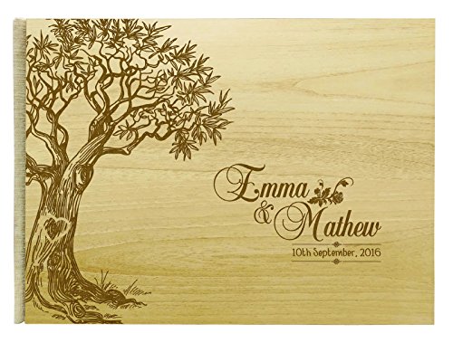 handgemachte rustikalen Hochzeit holz Gästebuch personalisierte Name eingraviert Brautpaarberatung Buch, Baum - 50 Seiten