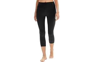 DDOBB High Waisted Capri Leggings for Women 3/4 Gym Leggings Opaque Cropped Trousers Tummy Control Pants for Workout Yoga