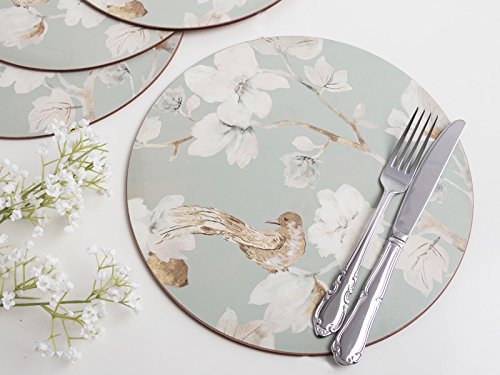Creative Tops Duck Egg Floral Bird Runde Unterseite aus Kork Premium Tischsets, 4 Stück - 2