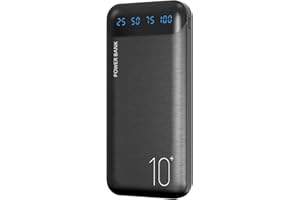YOBON Power Bank 10000mAh Przenośna ładowarka Smukła Zewnętrzna Bateria z 2 Wyjściami USB 2.4A i Wejściem/wyjściem USB C Kompatybilna z iPhone 15 14 13 12 iPad Samsung S20 Android Tablet (Black, Large)