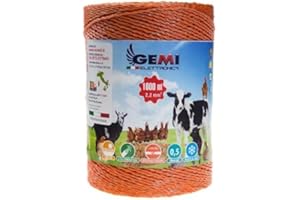 GEMI ELETTRONICA Filo Per Recinto Elettrico 1000 metri con 4 fili conduttori rame da 4x0,25 - Recinti Elettrici Recinzioni Elettrificate sezione Conduttore da 2.2 mm² per Animali Mucche Cavalli maiali Galline
