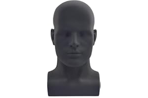 Tcwuzick Male Mannequin Head Professional Manikin Head for Display Wigs Hats Headphone Mask Sunglasses Jewelry and Scravat Display Stand (Matte Black)