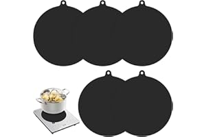 LOBVABA 5 Pezzi Tappetini in Silicone Nero, Tappetino Piano Induzione, Tappetini Protettivi per Fornelli a Induzione, Tappetino Silicon, Tappetini Antiscivolo in Silicone,Tappetini Rotondi