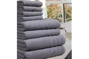 Casabella Luxury 100% Egyptian Cotton Towel Bale - 8 Pieces - 550 Gsm Xlarge Sizes_Silver_8 Pieces Set