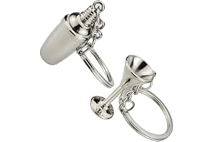 Toddmomy Cocktail Shaker Portachiavi Bottiglia di Vino Portachiavi Bicchiere di Vino Vino Keychain di Fascino Portachiavi Regalo per Gli Amanti Del Vino Bartender 2Pcs
