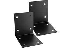 KEBITEDAMAI 2 Pz Staffe Angolari, Squadretta di Giunzione Angolare in Metallico, Staffe a L, Staffa Angolare a 90 Gradi, Connettore Angolare Metallico per Angolo Sedia in Legno Mobili Nero (150 x 150 x 125 mm)