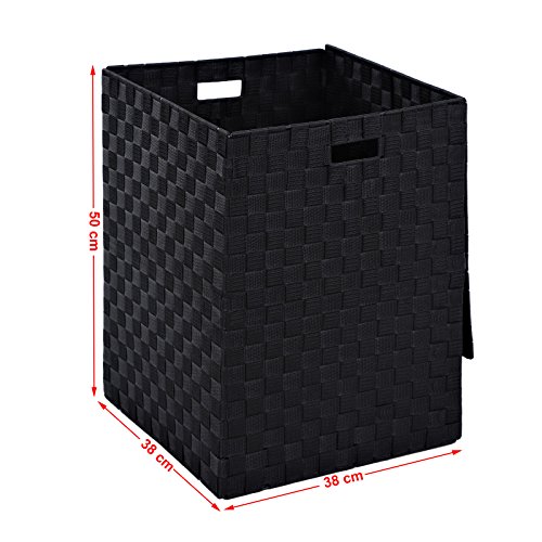 Songmics Wäschekorb, Wäschetonne aus Nylongeflecht mit Metallrahmen Schwarz 38 x 50 x 38 cm (B x H x T) LCB108 - 6