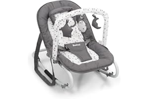 Baninni Transat pour Bébé,Chaise transat dès la naissance, Position fixe ou Balancelle, Dossier réglable, Avec Barre de Jeu et coussin, Stelano star