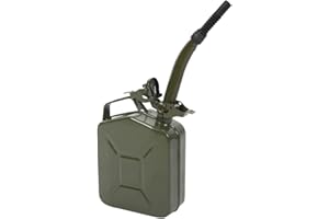 QUAHOM Petrol Can 5L, Jerry Can with Spout, Metal Fuel Can Tank Portable Oil Can Diesel Storage Can for Car Truck Motorcycle Vehicle Off Road Emergency Supply, 1.3 Gallon Water Jerry Can Container (Green)