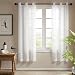 Produktbild Ösenschal Voile Vorhang in Leinen-Optik Leinenstruktur Ösenvorhang Gardine mit Ösen Solid Sheer Wohnzimmer Elegant, Off White (2er-Set, je 200x99cm)
