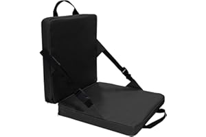BEIJIALY Cuscino per Sedile da Stadio Portatile, Sedile per Candeggina Pieghevole, Sedile Imbottito Leggero per Eventi Sportivi e Concerti All'aperto, Cuscino per Candeggina con Schienale(Nero)