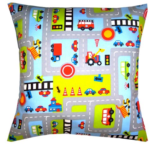 TryPinky TR-2014-33 Kissenhülle Auto Spielteppich, 40 x 40 cm, hellblau