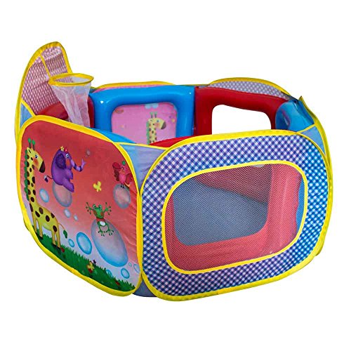deAO Colourful Pop Up Baby Playpen Activity Ball Pit with Ball Hoop and Optional Inflatable Inner Lining