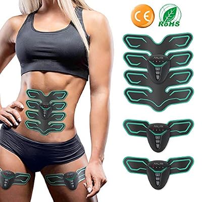 ANLAN Electrostimulateur Musculaire, Stimulateur Musculaire Abdominaux, EMS Masseur Abdominal, Ceinture Brûleur De Graisse Abdomen/Bras/Jambe, Gym Home Office Exercice Équipement Hommes Femmes