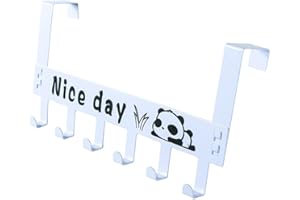 IHOMEPARK Perchero de Sobre Puerta Percha Colgar Puerta - Percha Puerta para Ganchos - Perchero de para Baño, Dormitorio, Cocina, Perchero sin Taladro, Ideal para Abrigos o como Toallero (6 Ganchos - Blanco)