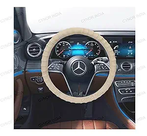 CARIZO Car Steering Wheel Cover | Microfiber Leather | Breathable, Anti Slip | Odourless | Finger Grip | Beige for Tata Zest