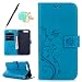 Produktbild Uposao Blau PU Lederhülle Für Huawei P10 Hülle Handyhülle Druck Schmetterling Totem Muster Flip Case Ledertasche Book Type Wallet Backcover Klapphülle Brieftasche und Magnetverschluss Schutzhülle mit Eingabestift Stylus Pen, Blau Blumen Staub-Stecker