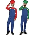 YIYUANIJI Super Bros Costume Aldult/Kids, Fancy Halloween Cosplay Costume for Kids Available in Sizes S,M,L,XL,Include Jumpsuit,Hat,and Moustache