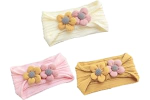 OSUWLSI Bandeaux en nylon pour bébé fille Nouveau-né Infant Toddler Bandeaux et nœuds Accessoires pour cheveux d'enfant (lot de 3)
