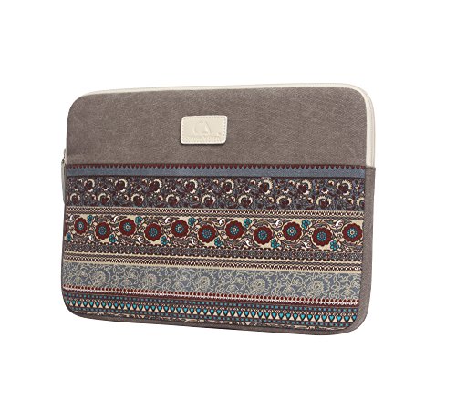 15 Zoll Laptoph  lle  Boh  me Stil Canvas-Gewebe H  lle Sleeve Tasche f  r Laptop   Notebook Computer   MacBook   MacBook Pro   MacBook Air Licht Grau