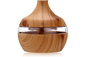 GALER 300ml Essential Oil Diffusers, Aromatherapy Diffuser Oil Humidifiers for Home, Aroma Diffuser for Room, Vaporizer Humidifier Oil 7 Colors LED Light Room Fresheners for Home (Brown)