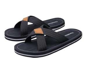Harssidanzar Men's Cross Slide Sandals Slip on Comfortable Lightweight Summer Slipper Shoes For Indoor and Outdoor Quick-Dry KM229UK