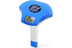 BALDR Thermometre Piscine flottant, à énergie solaire, étanche IPX8, convient pour piscine/jacuzzi/source d'eau chaude/aquarium (bleu profond)