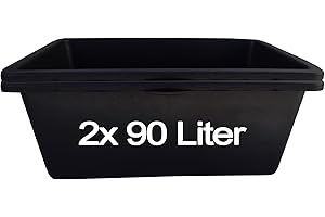 ‎BURI BURI Mörtelkasten Set 2 Stück (90L) - Robuste Mörtelkästen, Pflanzkübel, Maurerkasten für Baustelle, Garten & Heimwerkerprojekte, UV-beständig, stapelbar