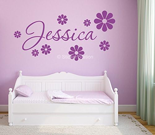 Daisy Flowers Girls Personalised Any Name Wall Art Mural Decal Sticker