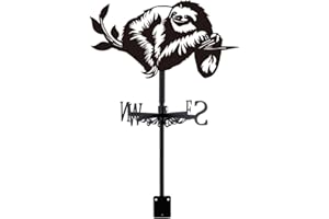 SUPERDANT Faultier Wetterhahn Dachzweig Faultier Wetterfahne Aus Metall Niedliche Tier Wetterhahn für Garten Schuppen Schwarzer Wetterfahnen Für Bauernhaus Hof Bauernhof Schuppen Gartendekor