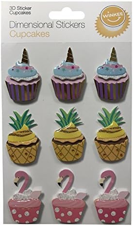 Winkee 4260348475335 3D Sticker Cupcakes Set of 9 Stickers
