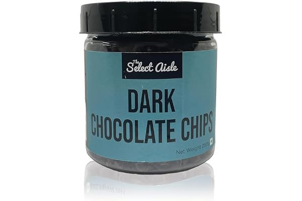 The Select Aisle Dark Chocolate Chips - 250g Compound Chocolate for Baking & Decorating Perfect for Cookies, Cakes, Muffins, Ice Cream & Desserts Freshness-Sealed PET Jar