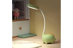LUFEIS Lampe de Bureau LED, Lampe de Bureau Dinosaure Enfant, Lampe de Bureau Sans Fil Rechargeable USB, Lampe de Chevet LED Dimmable avec Capteur Tactile, Lampe de Lecture LED Rechargeable, 3 Modes