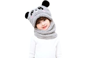 VVXXMO Cagoule d'hiver en peluche pour enfants - Motif panda - Épais et coupe-vent - Avec cache-oreilles