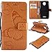 Produktbild Moto C Plus Hülle, Conber Lederhülle Handyhülle mit [Kostenlose Schutzfolie], PU Tasche Leder Flip Case Cover Emboss 3D Schmetterling Schutzhülle für Motorola Moto C Plus - Gelb