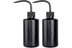 SKYPRO 250ml Plastic Safety Wash Bottle, Black Lab Squeeze Bottle with Narrow Mouth and Scale Labels, Squirt Bottle For Plant Flower Succulent Watering - 2 Packs