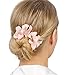 SIX "Flower" 2 Small Hair Clips in Baby Pink Orchid Flowers with Glitter Edges, for Women and Girls Barrette Pin Updo Party (488-073)