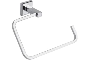 GEDY | Toallero de Anillo Colorado de Acero Inoxidable y Cromado, Colgante de Toallas, fijable con Tornillos incluidos o Pegamento, Peso soportado 7 kg, Cromado, 13,3 x 20 x 6,5 cm