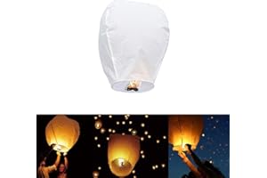 ZAJCI Lanternes Chinoises à la Main Biodégradable Résistante en Papier Anniversaire Volant Souhaitez Lanternes Célestes Mariage Nouvel Fête Anniversaire Commémorations (10 pc Blanches)