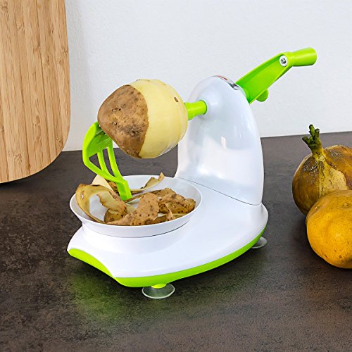 Relaxdays Apfelschäler mit Apfelschneider 2er Set aus Schälmaschine zum Apfel schälen und Apfel zerkleinern sowie als Entkerner auch ideal zum Kartoffeln schälen , grün-weiß - 4